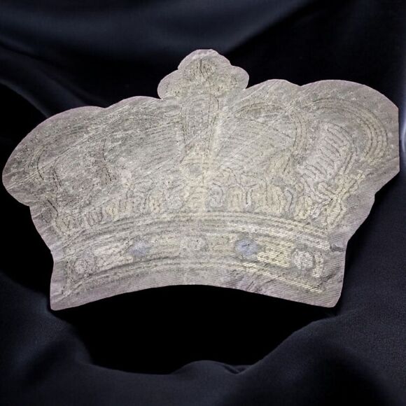 LARGE SILVER & GOLD Shiny SEQUIN CROWN EMBROIDERY PATCH - Royalty MOTIF Sequined - Picture 6 of 9